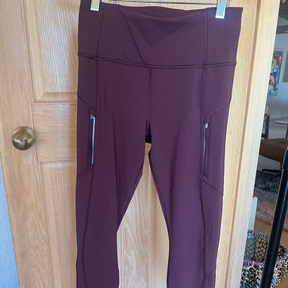 Athleta Rainier Tight Leggings Burgundy Size Small